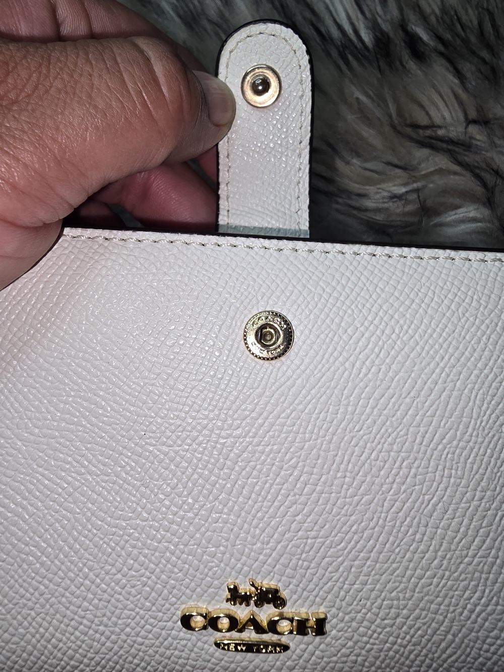 Coach Small Pebbled Leather Snap Wallet in Chalk - Picture 3 of 12
